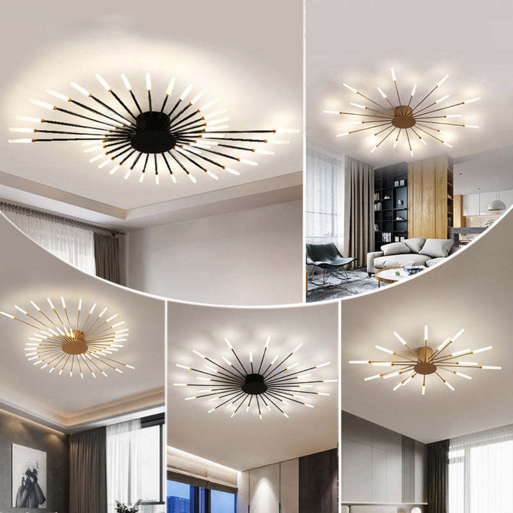 LED Ceiling Light with Integrated Lamps and Even Coverage for Large Rooms