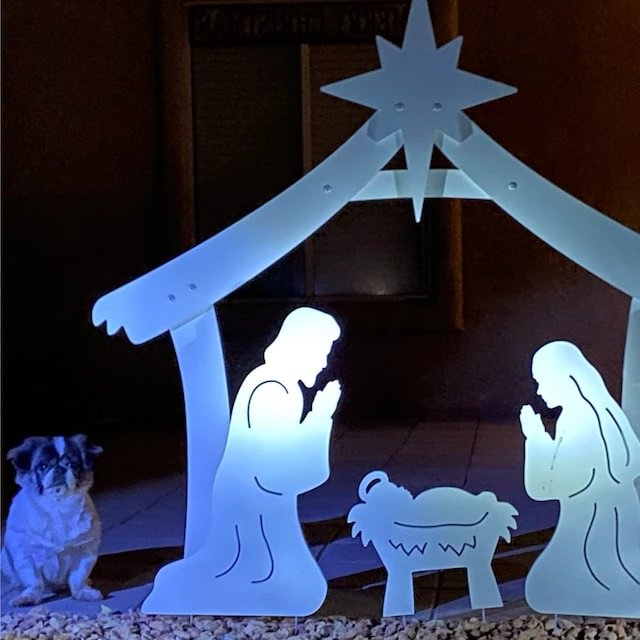 Outdoor Nativity Set with Stable Structure and Four Figures, 20in Wide
