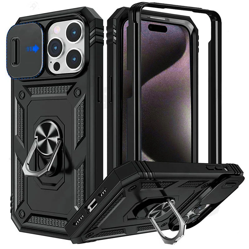 Phone Case with Magnetic Kickstand and Camera Slider for Models  12-16