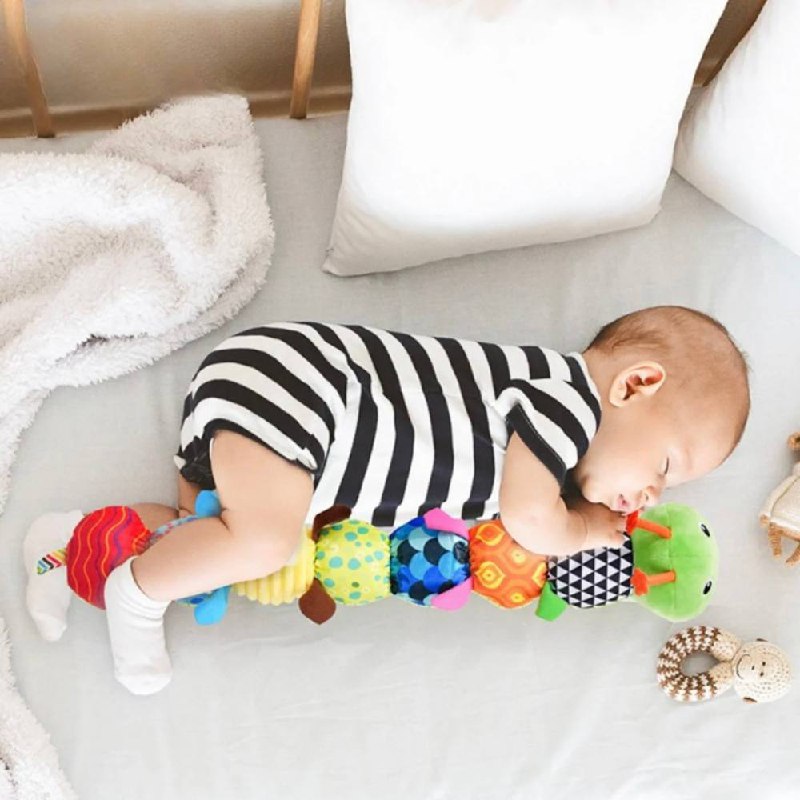 Plush Caterpillar Toy with Musical Sounds and Tactile Segments for  Infants