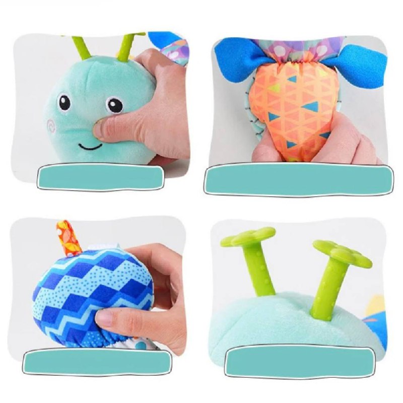 Plush Caterpillar Toy with Musical Sounds and Tactile Segments for  Infants