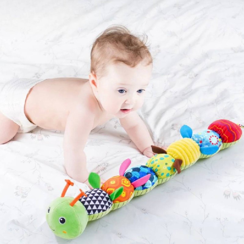 Plush Caterpillar Toy with Musical Sounds and Tactile Segments for  Infants