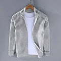 Mens Zip Cardigan with Stretch Knit and Ribbed  Trim