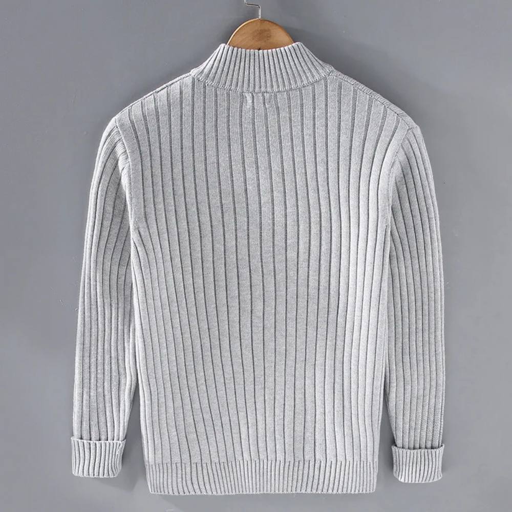 Mens Zip Cardigan with Stretch Knit and Ribbed  Trim