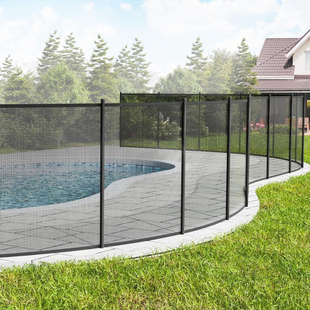 Pool Safety Fence with Rust Resistant Poles and Teslin PVC Mesh  Panels