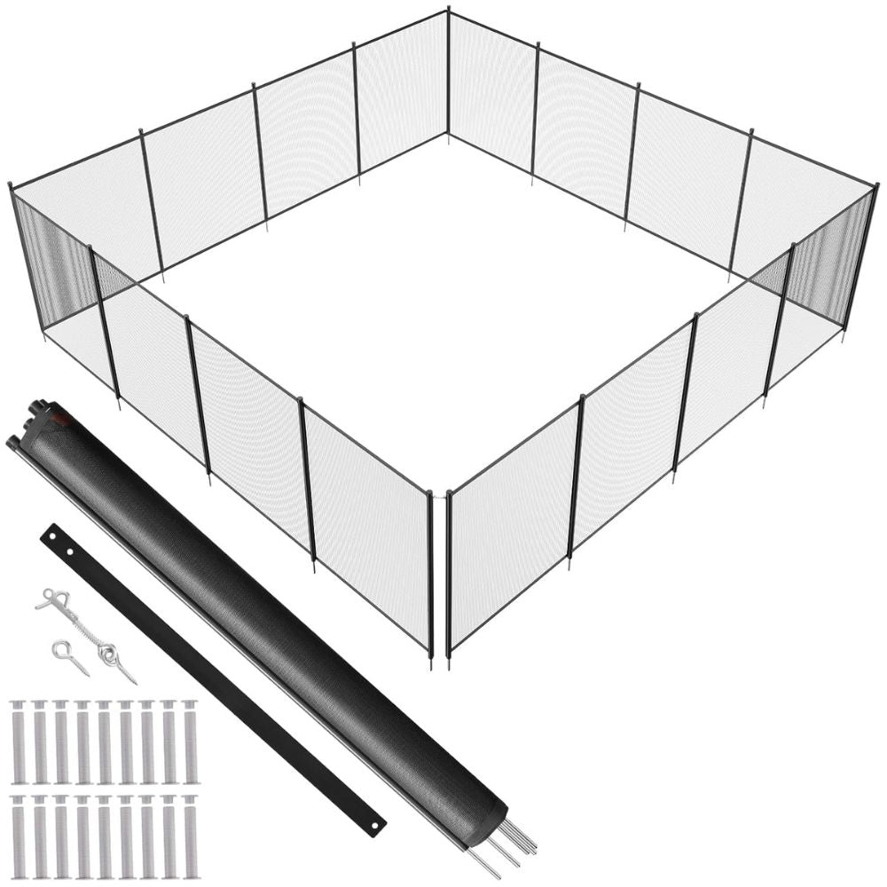 Pool Safety Fence with Rust Resistant Poles and Teslin PVC Mesh  Panels