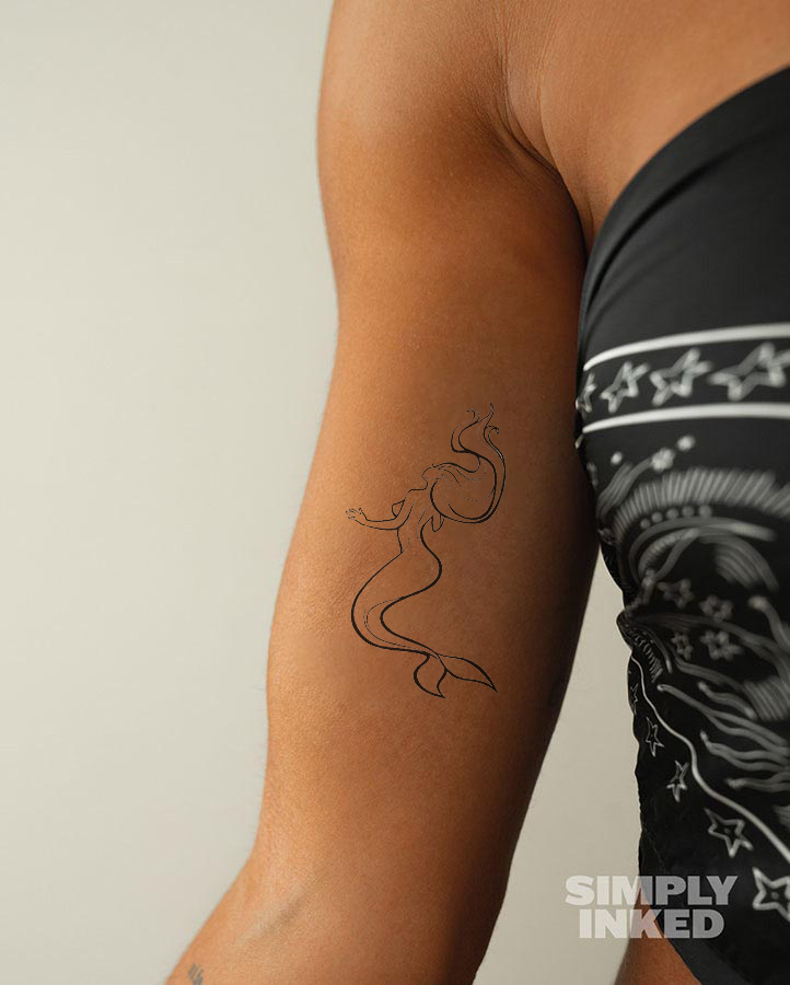 Mermaid Design Temporary Tattoo with Pigment Transfer, 14-Day  Wear