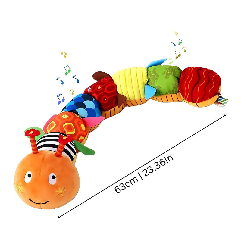 Musical Caterpillar Plush with Rattle and Squeaker, Crinkle Textures for Babies 0-3 Years