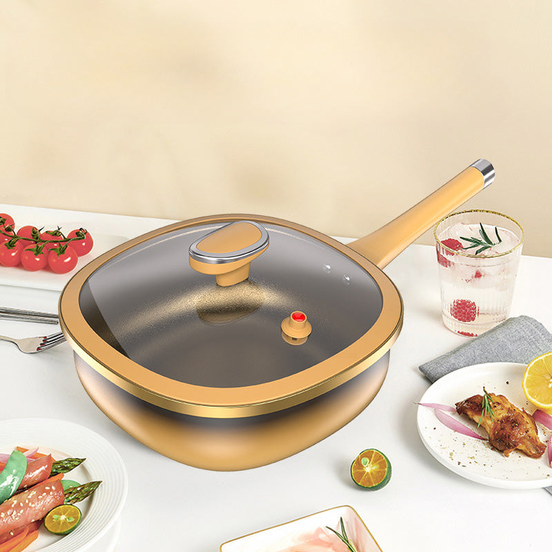 Nonstick Titanium Ceramic Pot with Iron Core Base and Glass Lid,  30cm