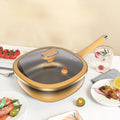 Nonstick Titanium Ceramic Pot with Iron Core Base and Glass Lid,  30cm