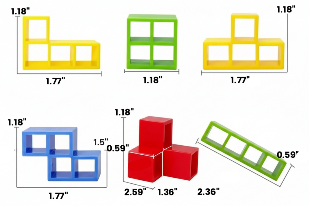 Magnetic Stacking Toy with 24 Interlocking Geometric Blocks and Base, Fine Motor Skill Game