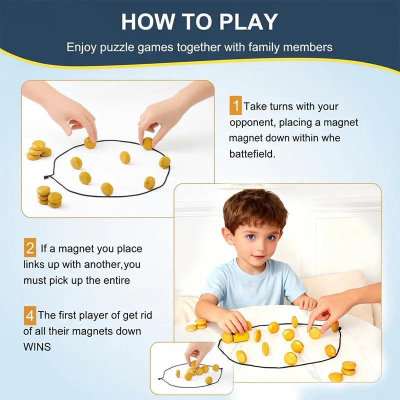 Magnetic Strategy Board Game for Two Players with Foldable Design