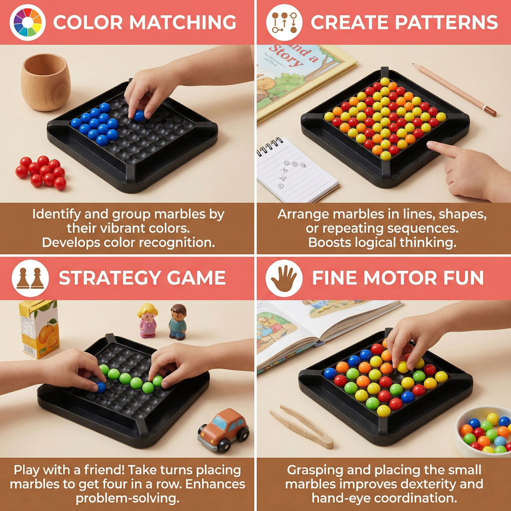 Marble Logic Puzzle with Color Sorting and Adjustable Challenge Levels