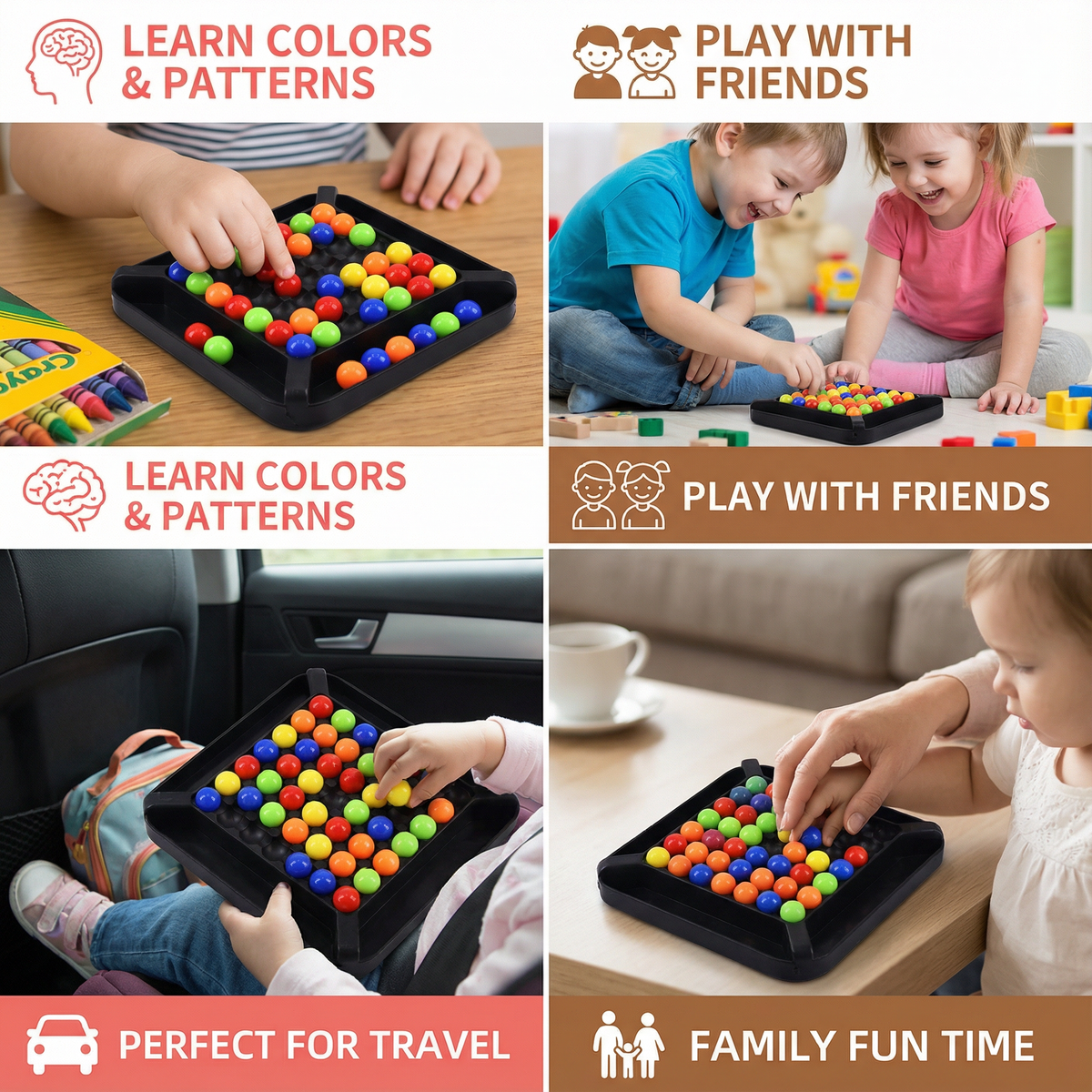 Marble Logic Puzzle with Color Sorting and Adjustable Challenge Levels