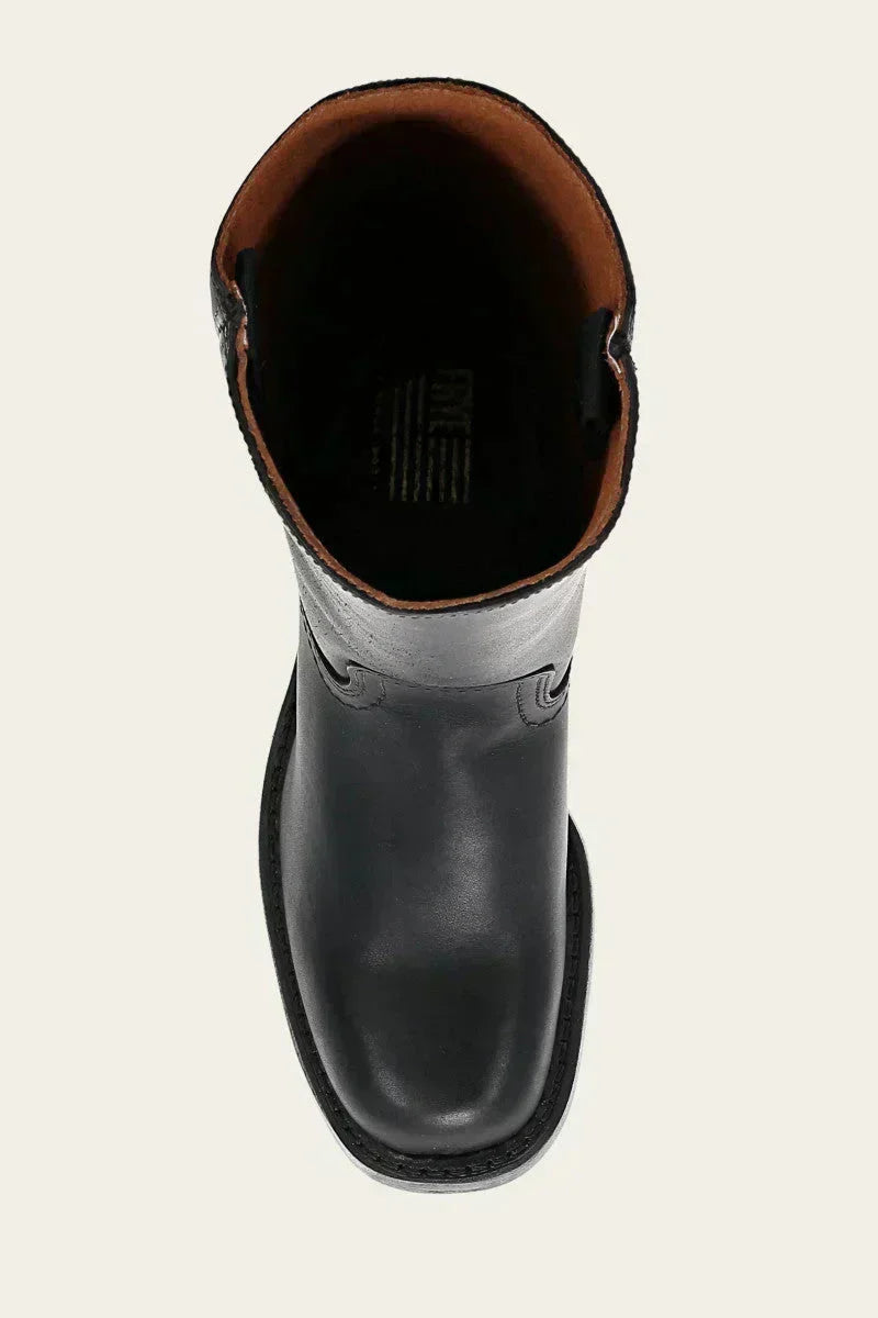 Mid Calf Block Heel Boots with Side Zip and Structured Upper, Closed Toe