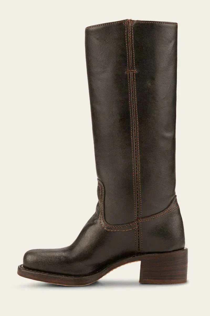 Mid Calf Block Heel Boots with Side Zip and Structured Upper, Closed Toe
