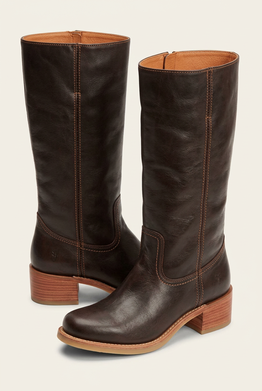 Mid Calf Block Heel Boots with Side Zip and Structured Upper, Closed Toe