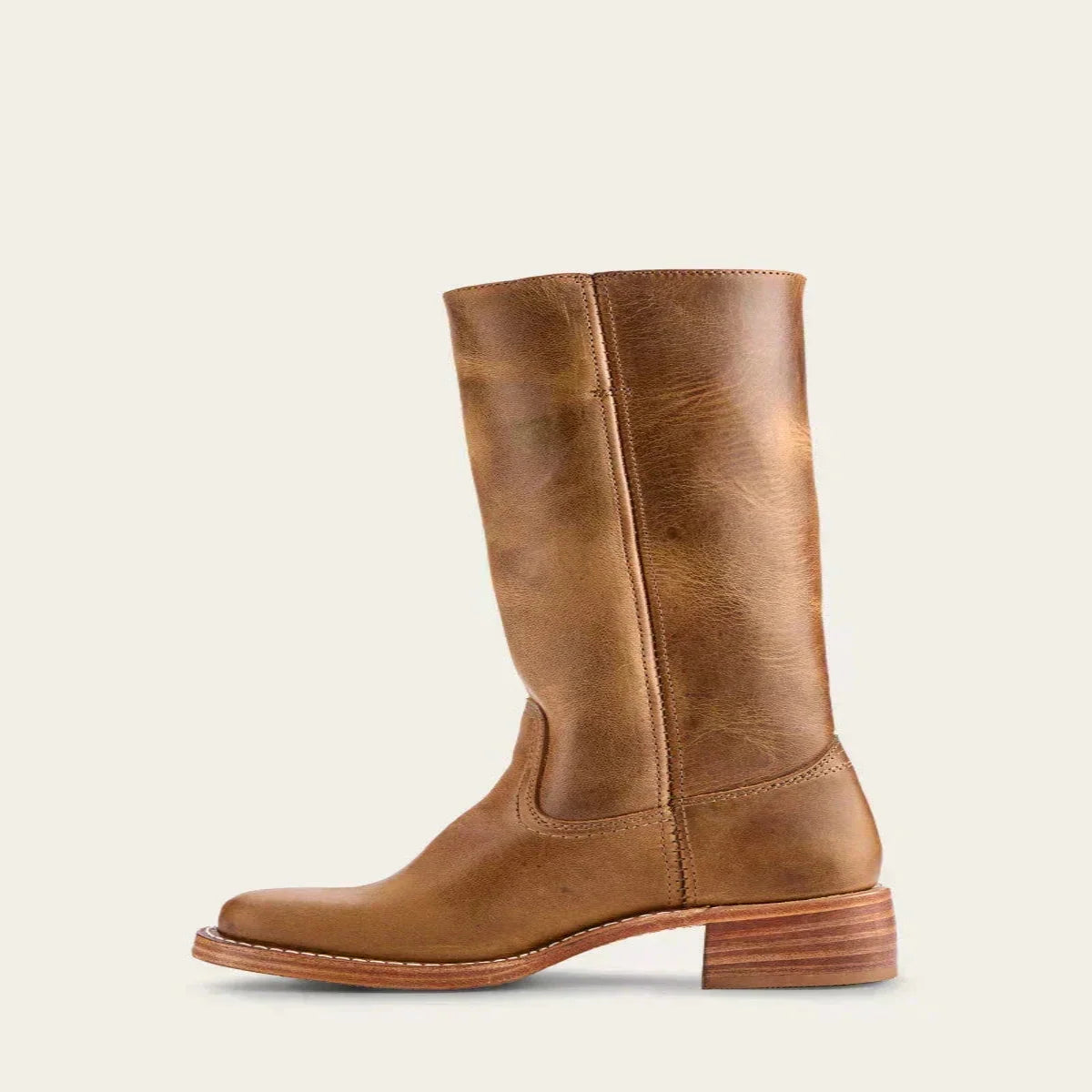 Mid Calf Block Heel Boots with Side Zip and Structured Upper, Closed Toe